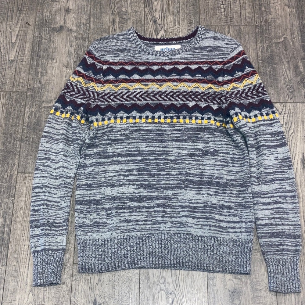 Urban Pipeline Mens Sz M Gray Stripe Sweater Crew Neck
